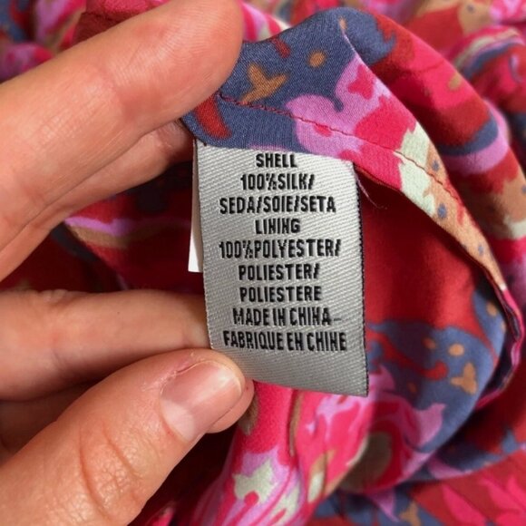 NWOT TIBI Isabella 100% Silk Paisley Pink Multi Pleated Maxi Dress S $675 - Picture 6 of 6